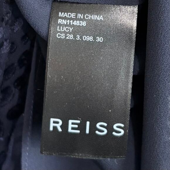 Reiss Women Lucy Snake Print Burnout Skirt Silk Blend Side Zip Mini Navy Size 10 - Picture 5 of 10